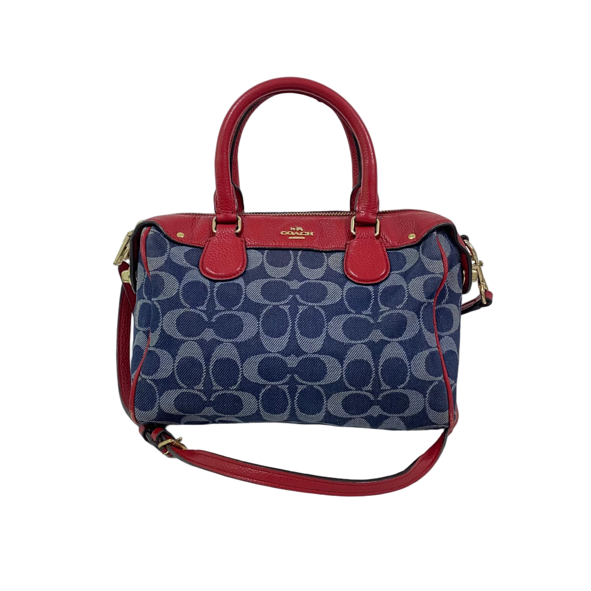 95新 COACH/蔻驰 老花帆布拼皮香布蕾波士顿斜挎包 SH-30753-C