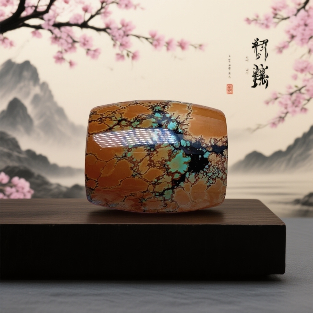 【先鉴后发】湖北十堰原矿绿松石特色孤品三彩桶珠