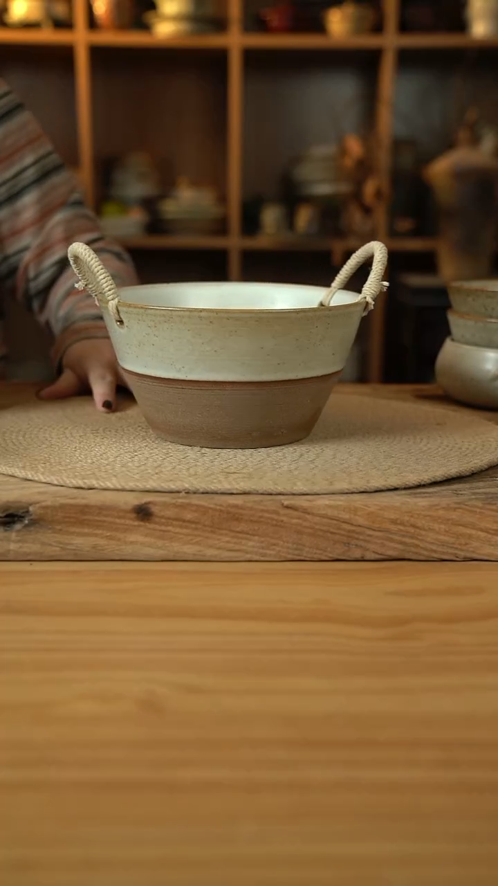 奶奶系列的7.5英寸拼色麻绳桶1个