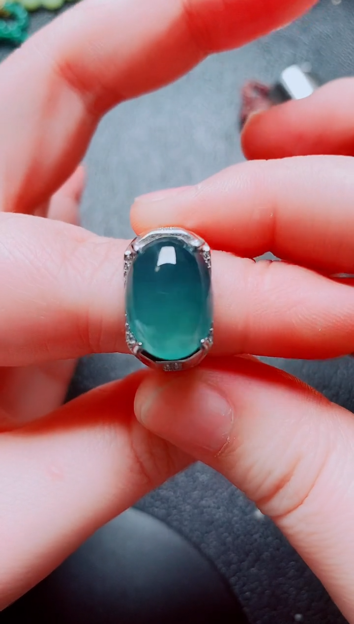 银S925镶嵌戒指翡翠111