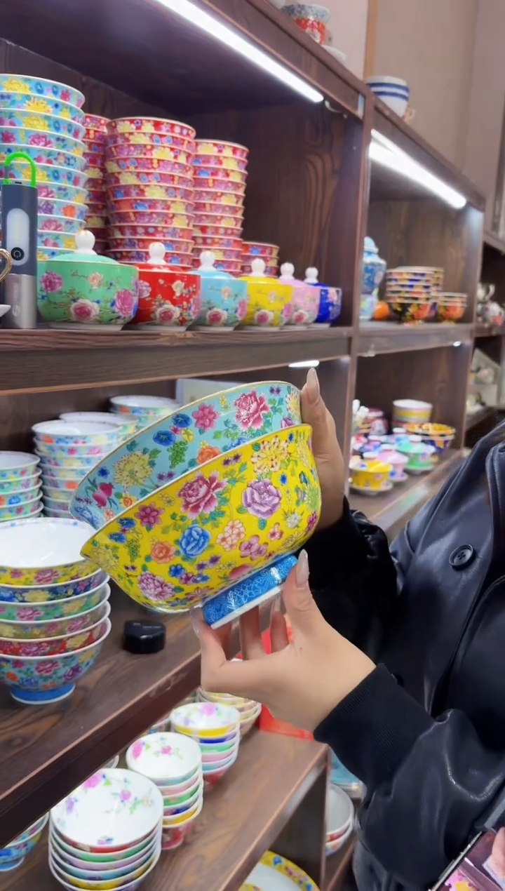 珐琅 7英寸面碗2个景德镇陶瓷