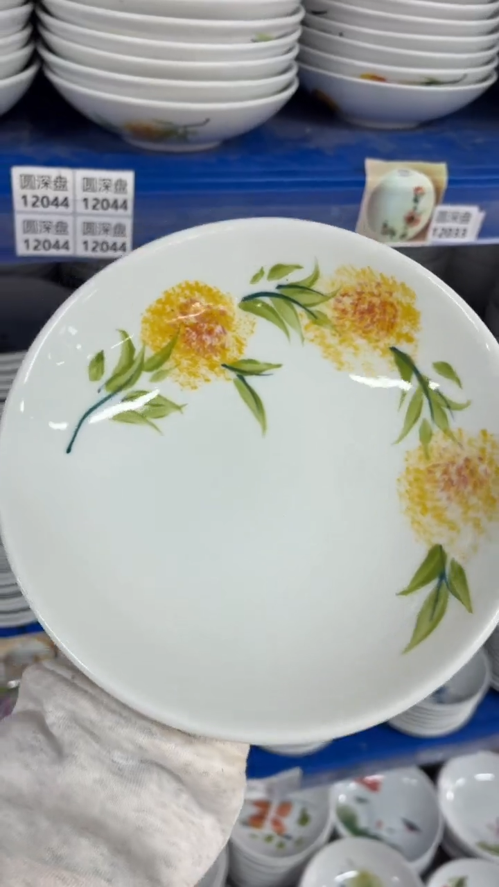 瓷片景德镇高温陶瓷食品级手绘釉中彩-圆深盘
