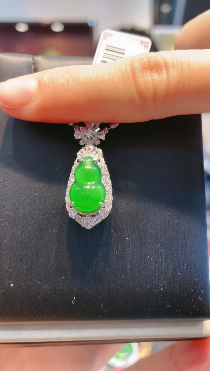 【闪购商品】翡翠银S925镶嵌颈饰A2天然A货翡翠吊坠（不含链）