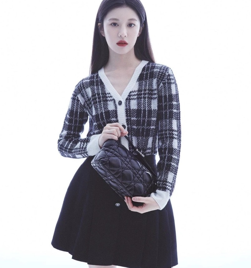 99新 DIOR/迪奥  IW0606  格纹马海毛V领开衫外套 38码
