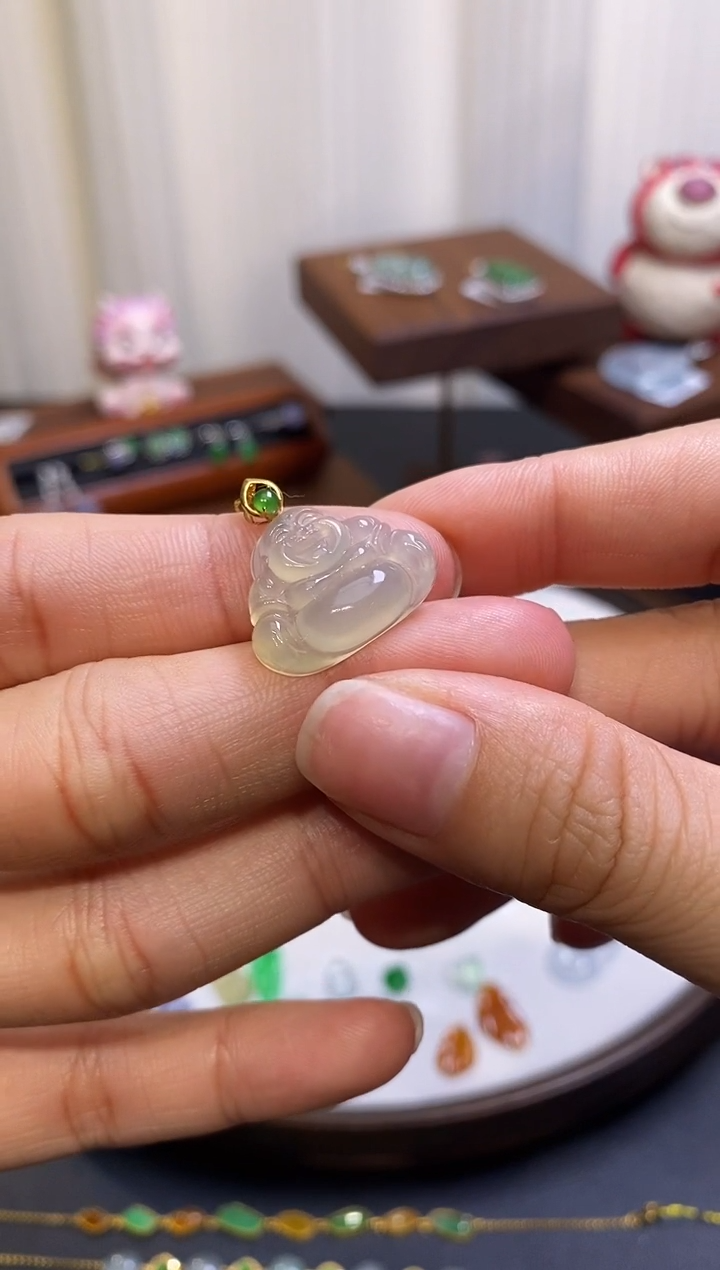 【闪购商品】翡翠颈饰18K金镶嵌佛公