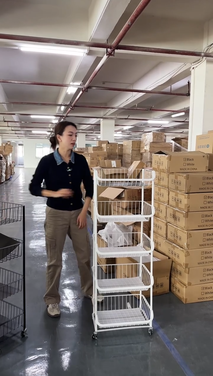 合金五层蔬果收纳篮推车/白色