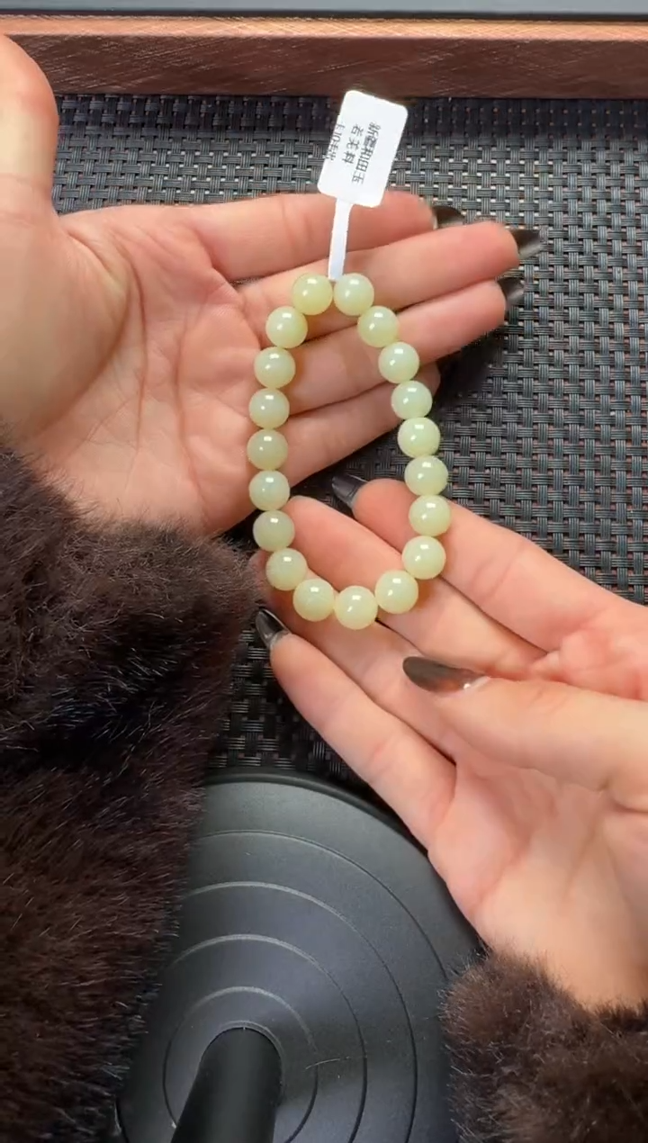 未镶嵌手串和田玉若羌黄口卡10手串