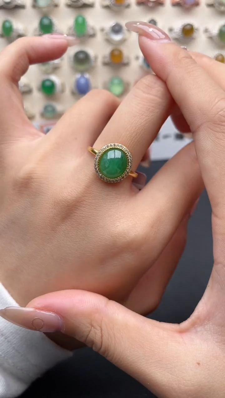 【闪购商品】翡翠戒指银S925镶嵌一物一证一礼盒