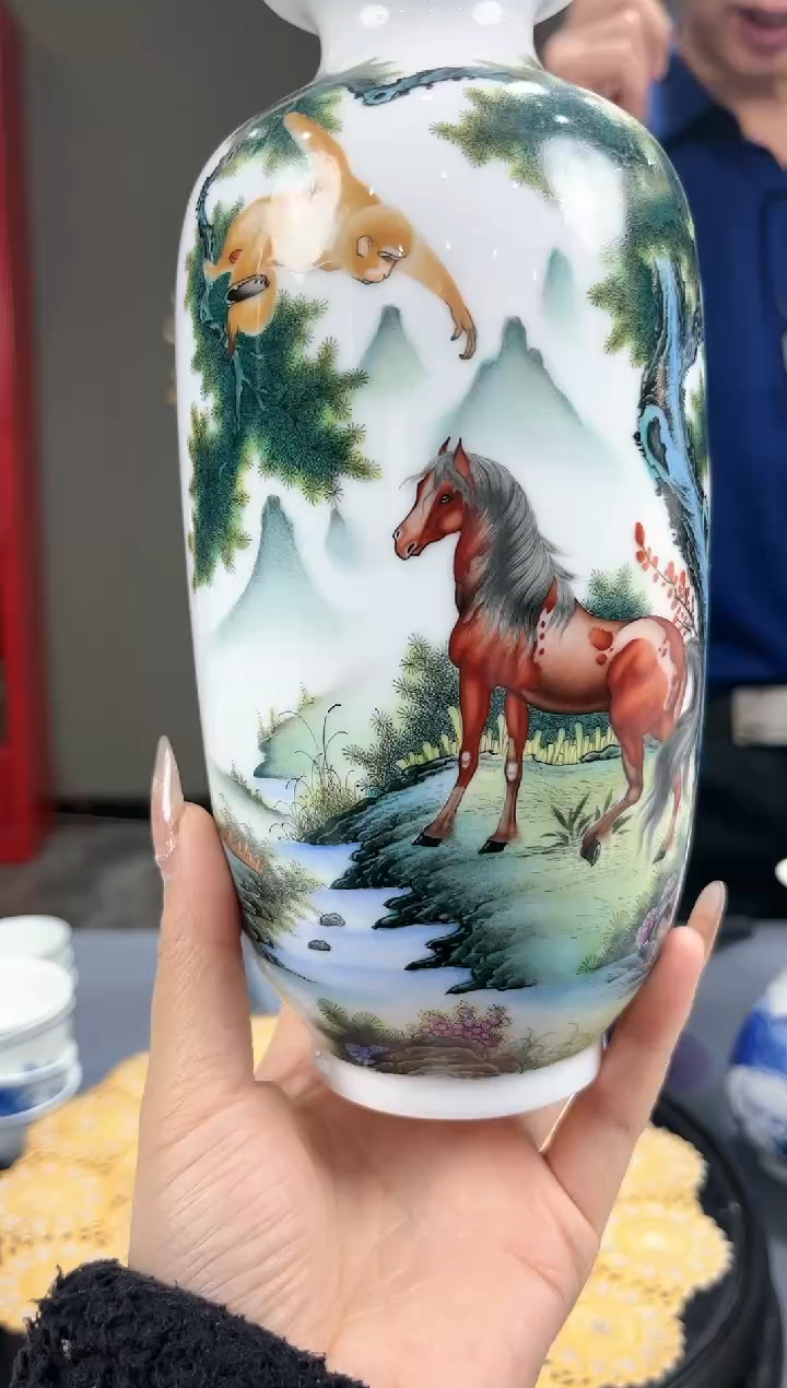 【闪购商品】官窑瓷画院593官窑瓷画院马上封侯赏瓶