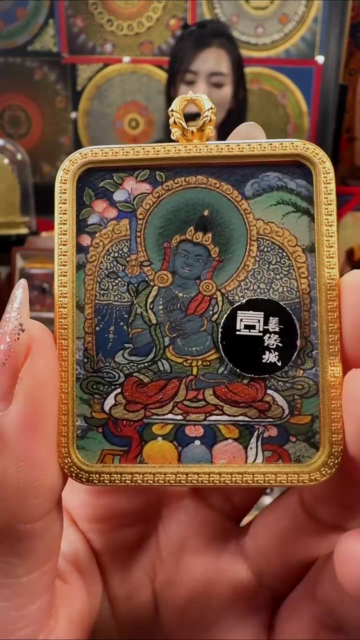 【闪购商品】吊坠壹善缘城手绘唐卡新春大促黑身文殊