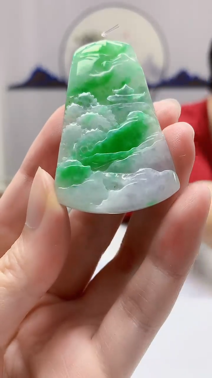 【闪购商品】定制翡翠未镶嵌4688zm-毛货挂件山水95