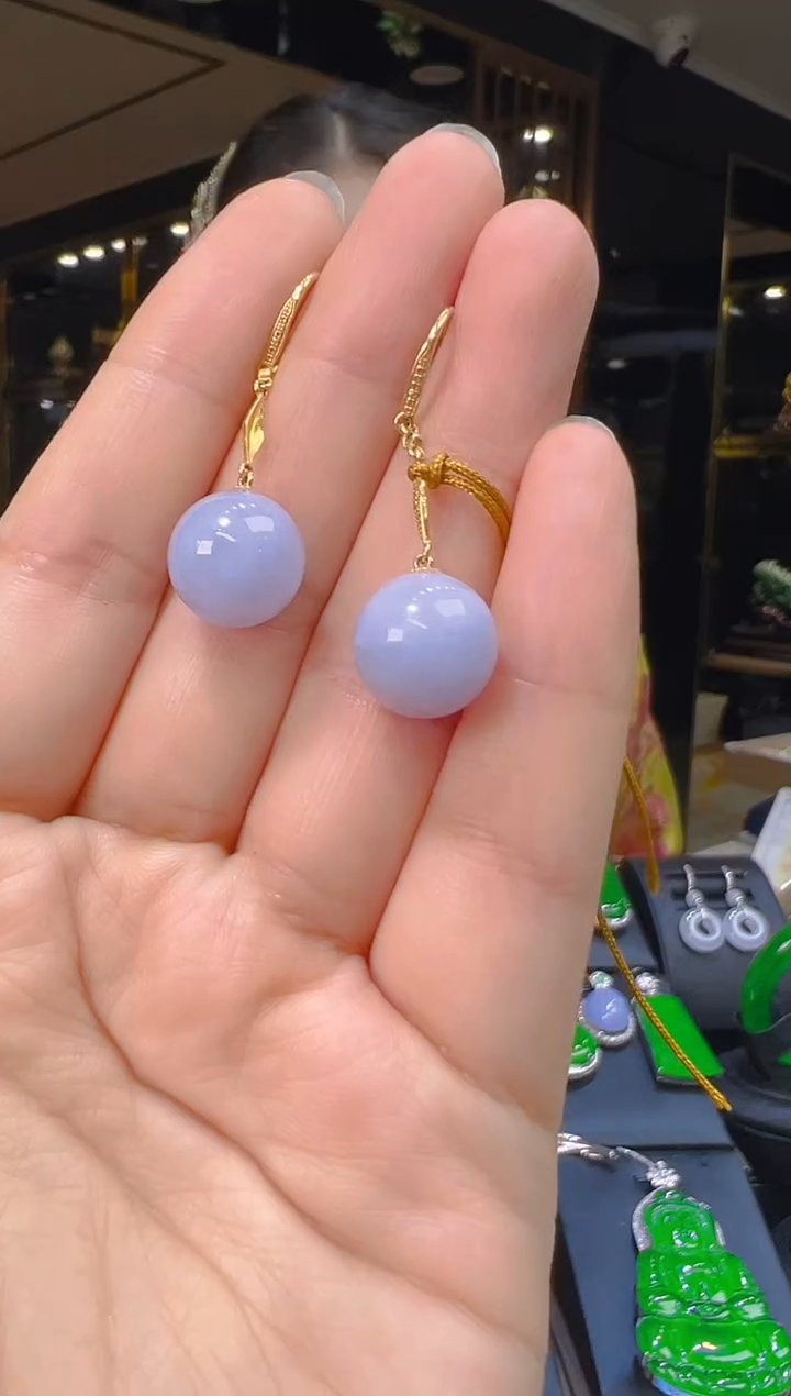 翡翠18K金镶嵌耳饰083    