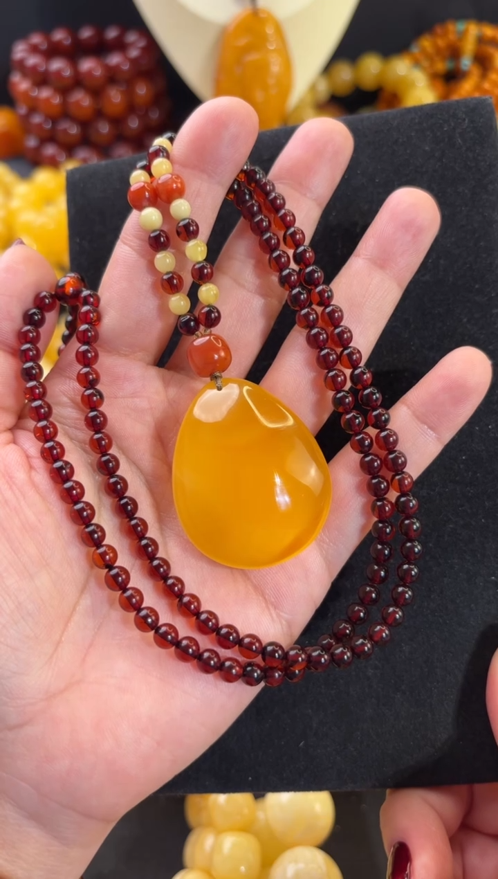 【闪购商品】蜜蜡颈饰未镶嵌水滴套链