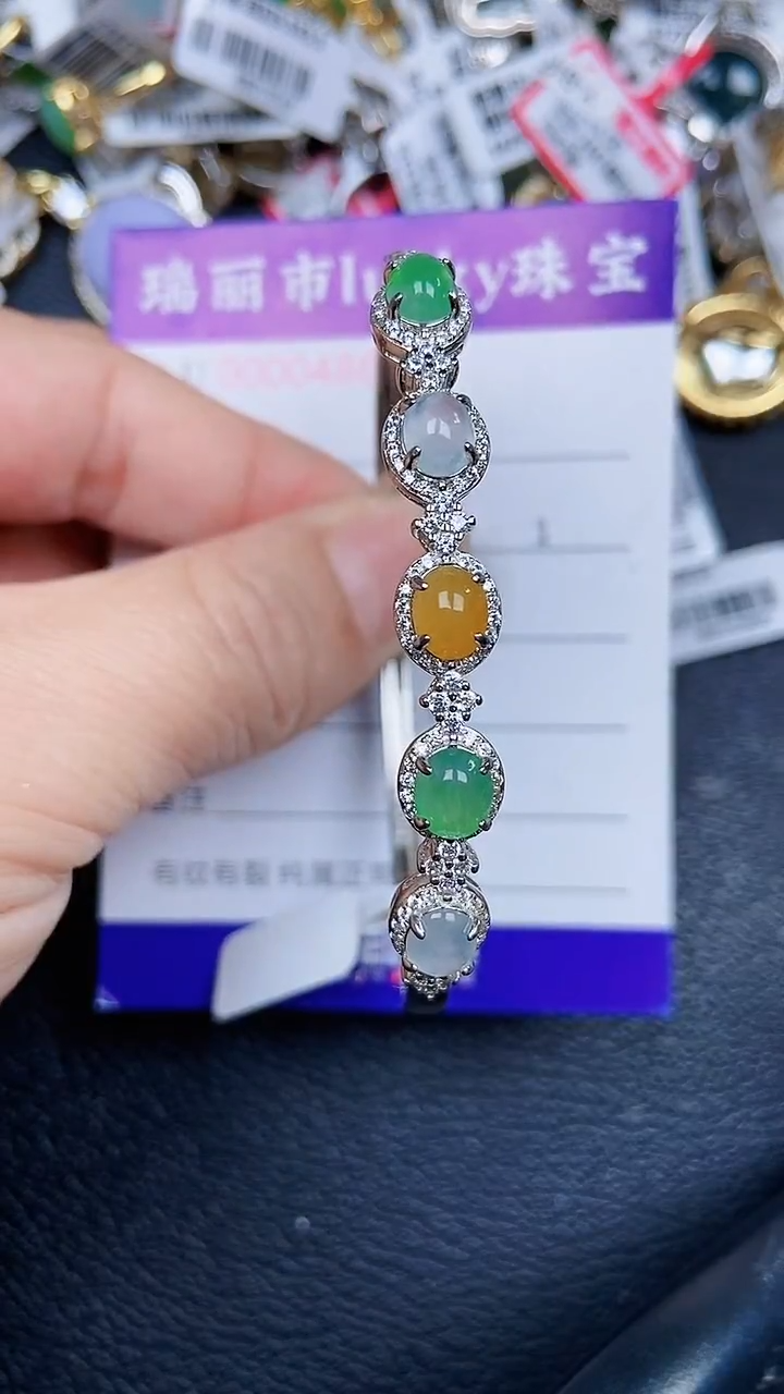 颈饰银S925镶嵌翡翠0486