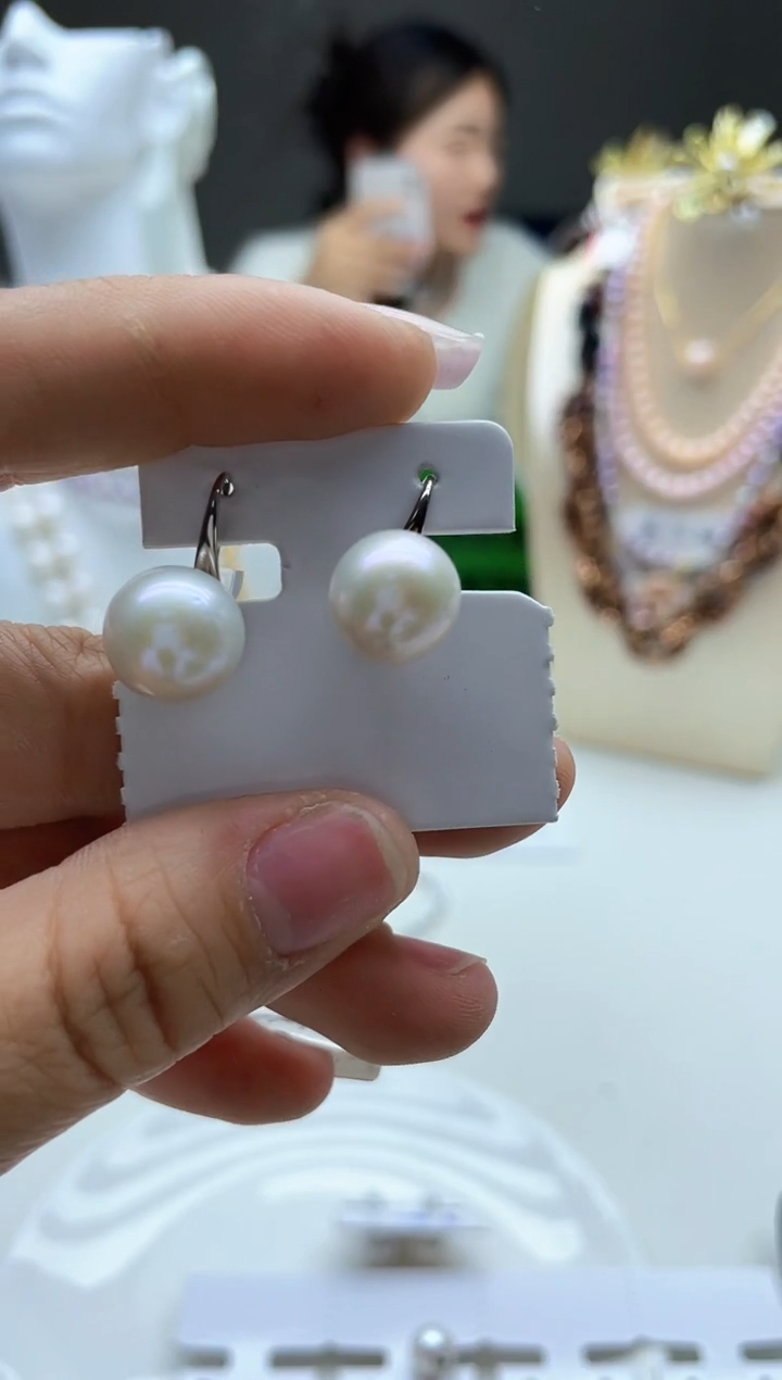 钛钢925银无11mm+ 无核；冷光 天然高跟鞋二耳钩