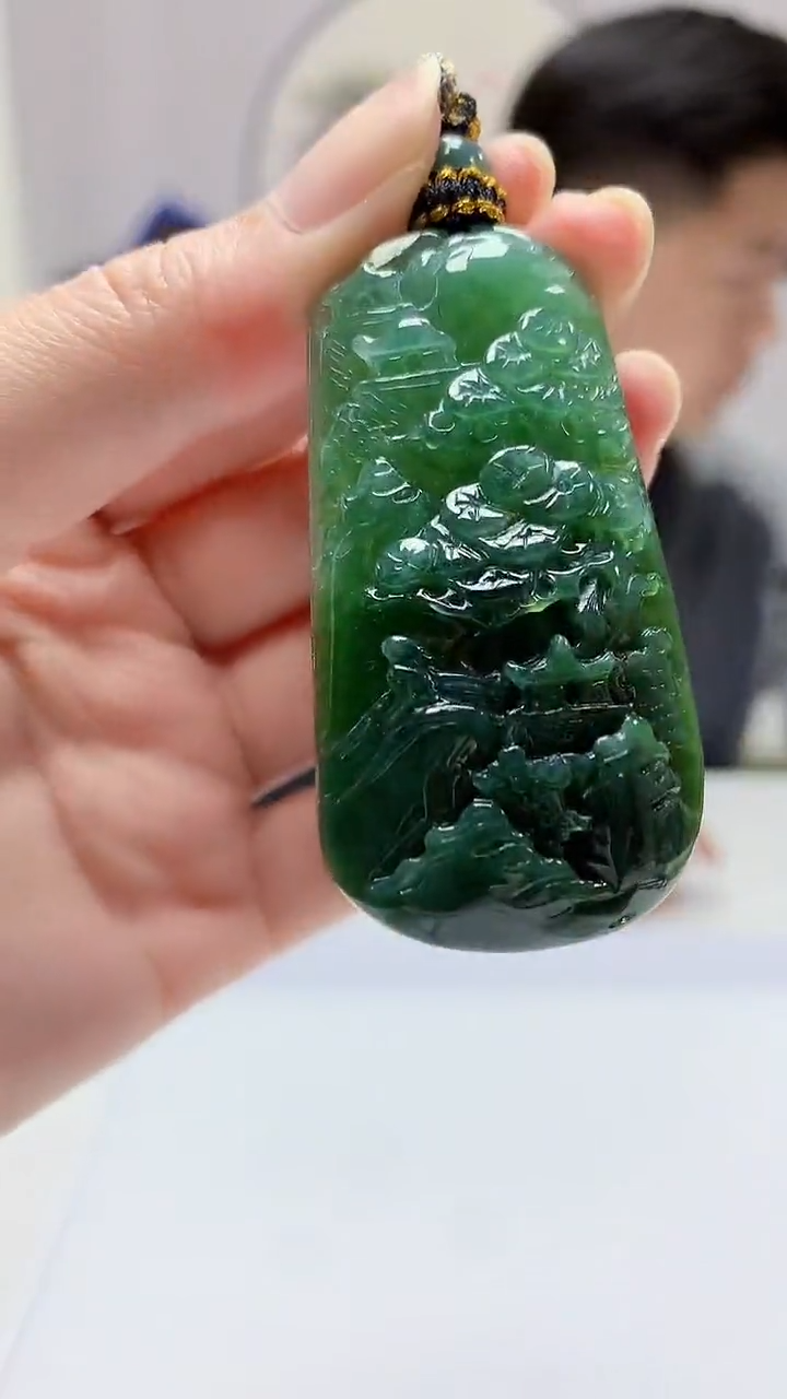 【闪购商品】定制翡翠未镶嵌4917zm-毛货挂件21山水