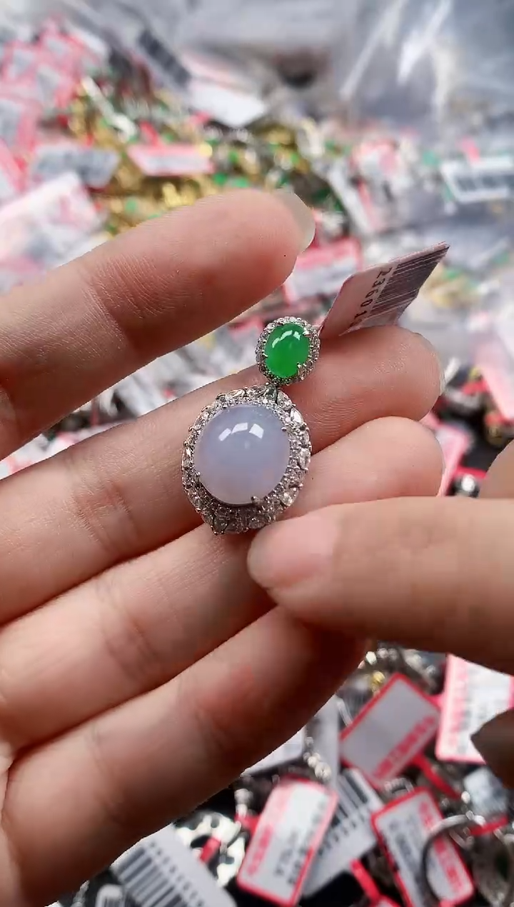 银S925镶嵌戒指翡翠天然A货缅甸翡翠