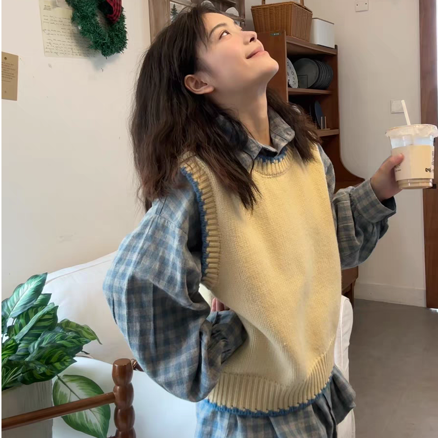 【嘻嘻家】韩系休闲时尚百搭外穿针织韩版马甲27232