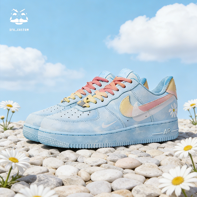 NIKE/耐克Air Force 1北卡蓝 蓝色 渐变情侣低帮变色北卡蓝