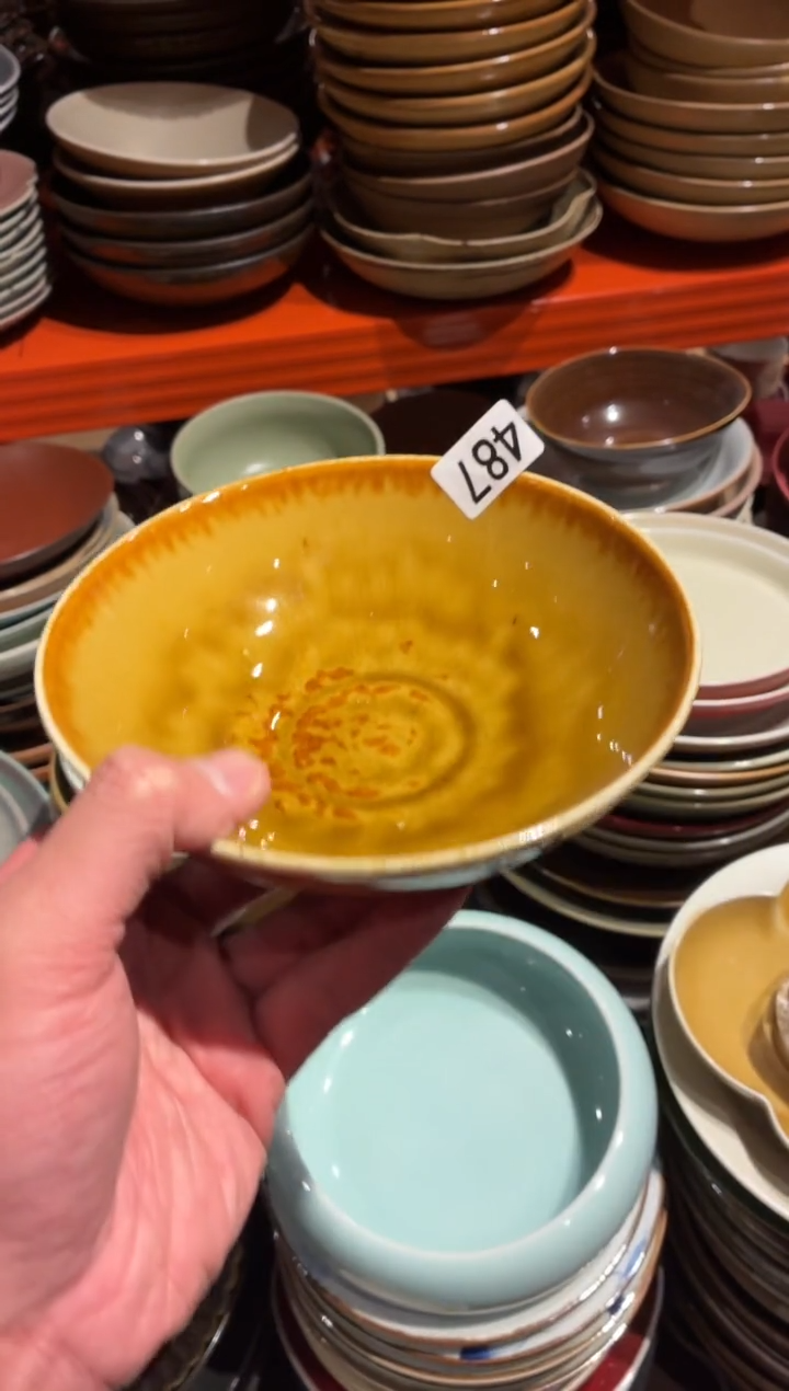 瓷片C**i487微瑕琥珀圆口碗1个