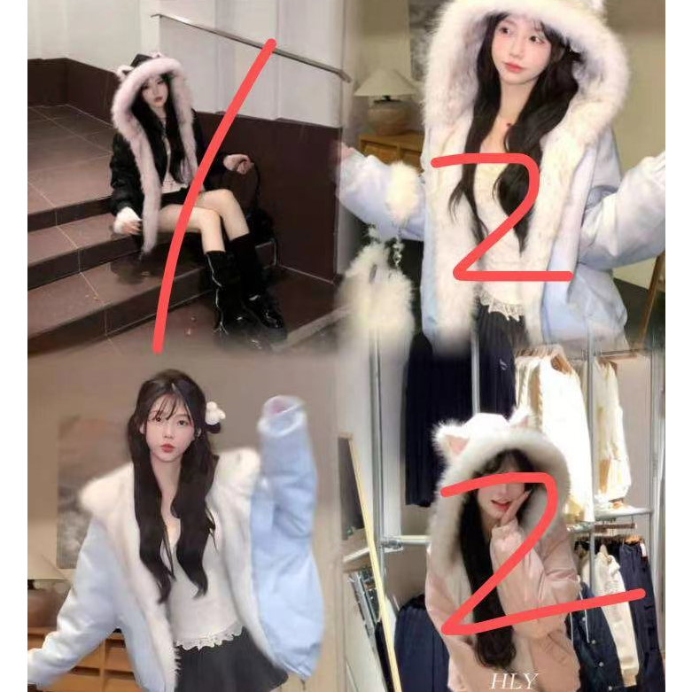 设计师冬季百搭网红秋冬毛领棉服韩版连帽加厚外套2917