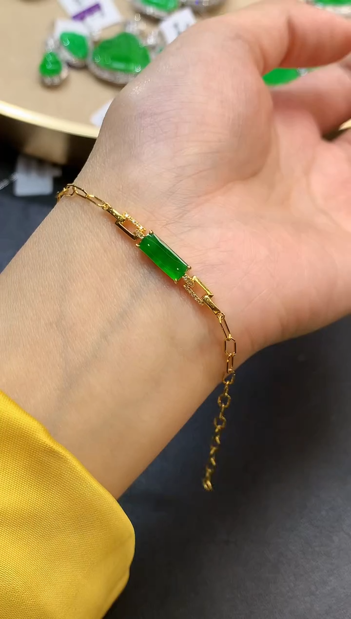 【闪购商品】翡翠手链18K金镶嵌3167　