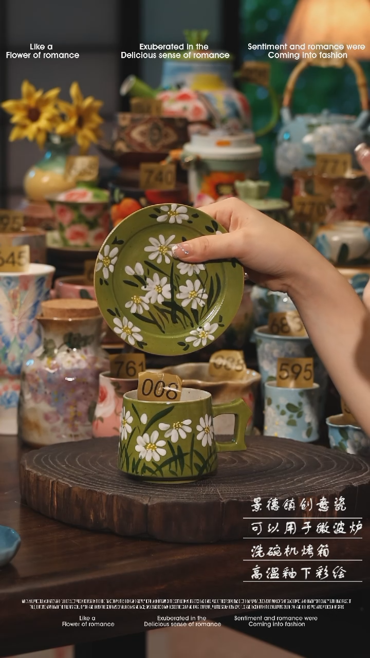 陶瓷008景德镇高温釉下彩绘设计师款式