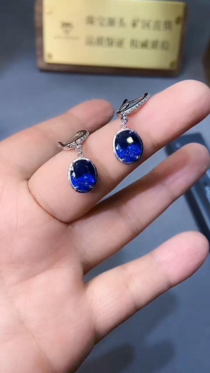 【闪购商品】蓝宝石耳饰银S925镶嵌354