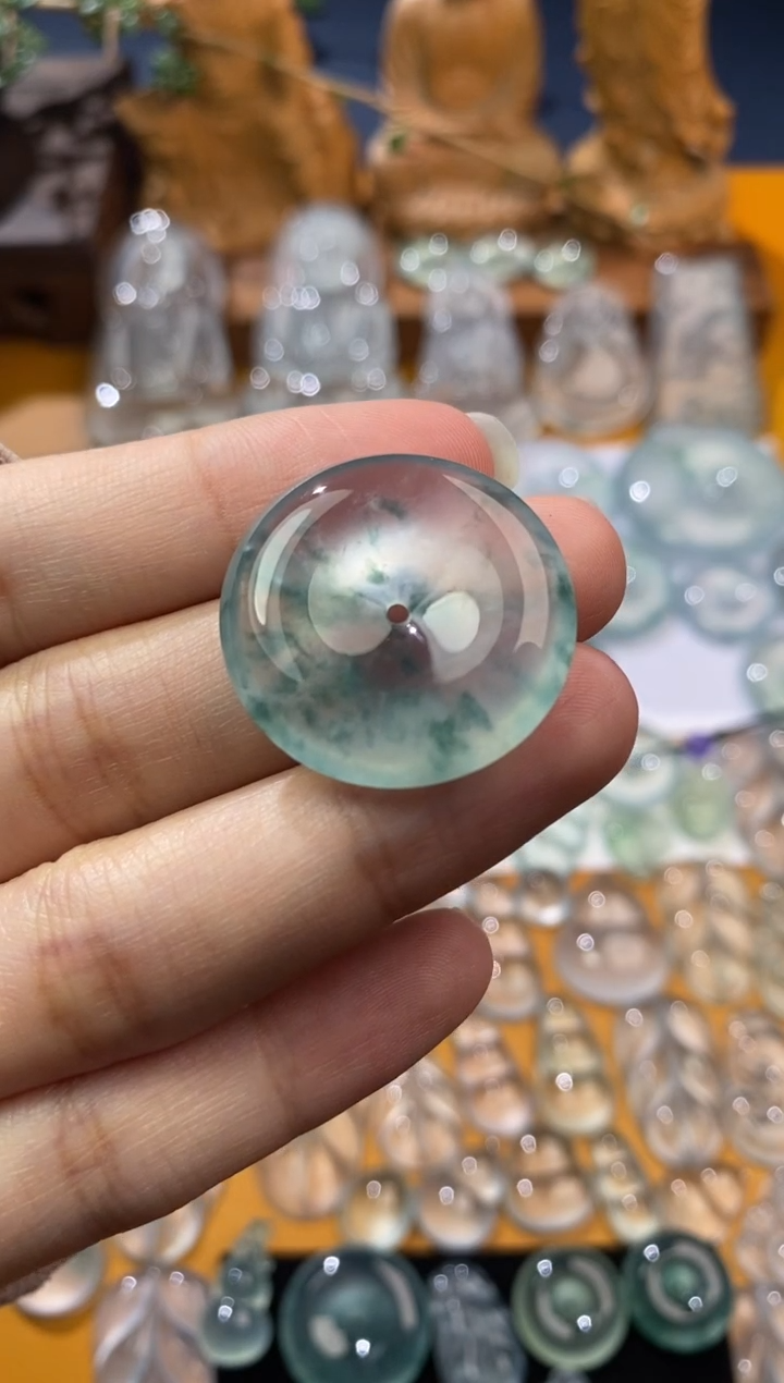 【闪购商品】定制翡翠未镶嵌平安扣26.7*5.8