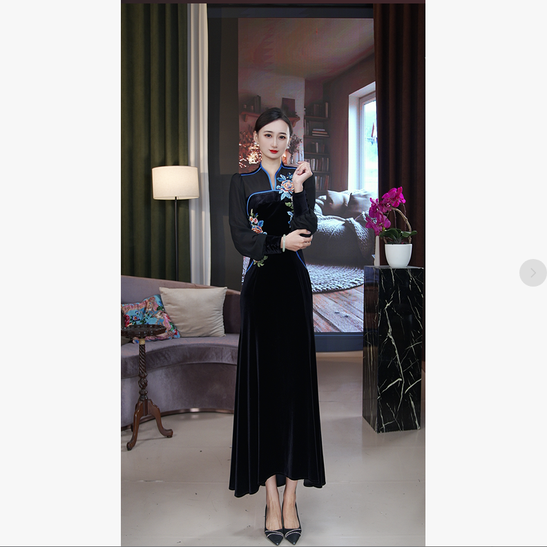 【古色】厚款秋季优雅法式半身裙金丝通勤长袖长裙鱼尾裙高腰