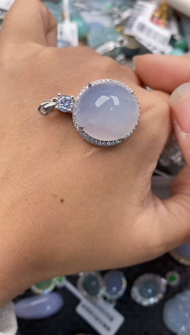 银S925镶嵌戒指翡翠666----2