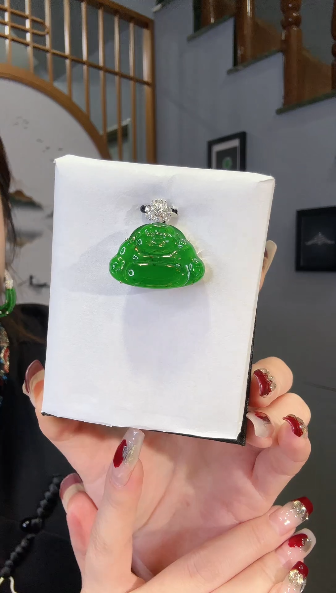 【闪购商品】翡翠颈饰18K金镶嵌佛公天然A货翡翠