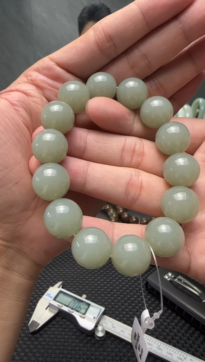未镶嵌手串和田玉青白玉手串卡16