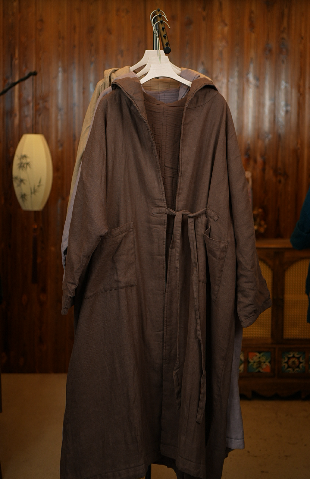 山木间纯亚麻高货系带连帽棉服XHH22270