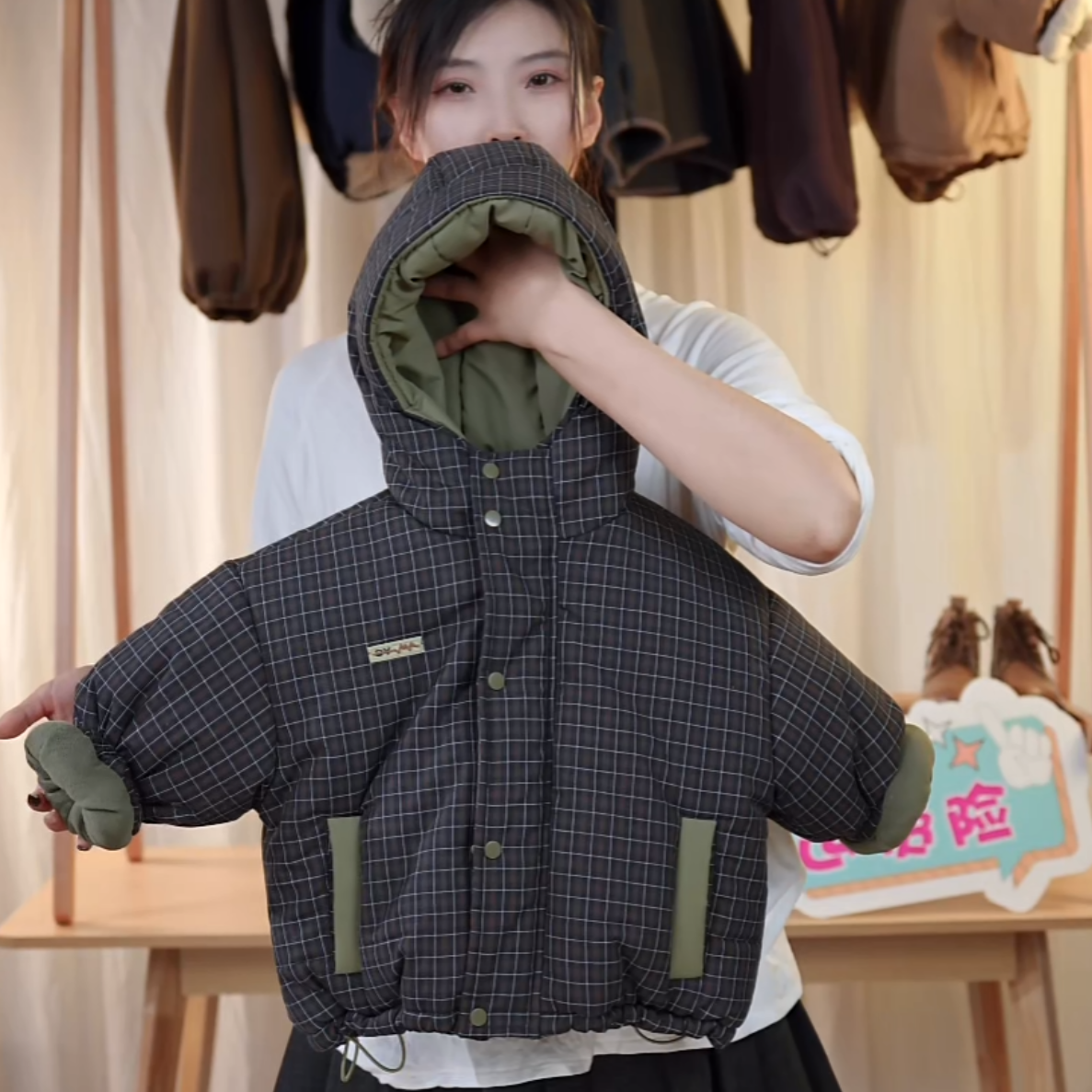 韩系儿童棉服冬季新品韩系格子洋气加厚保暖外套中小童冬装潮