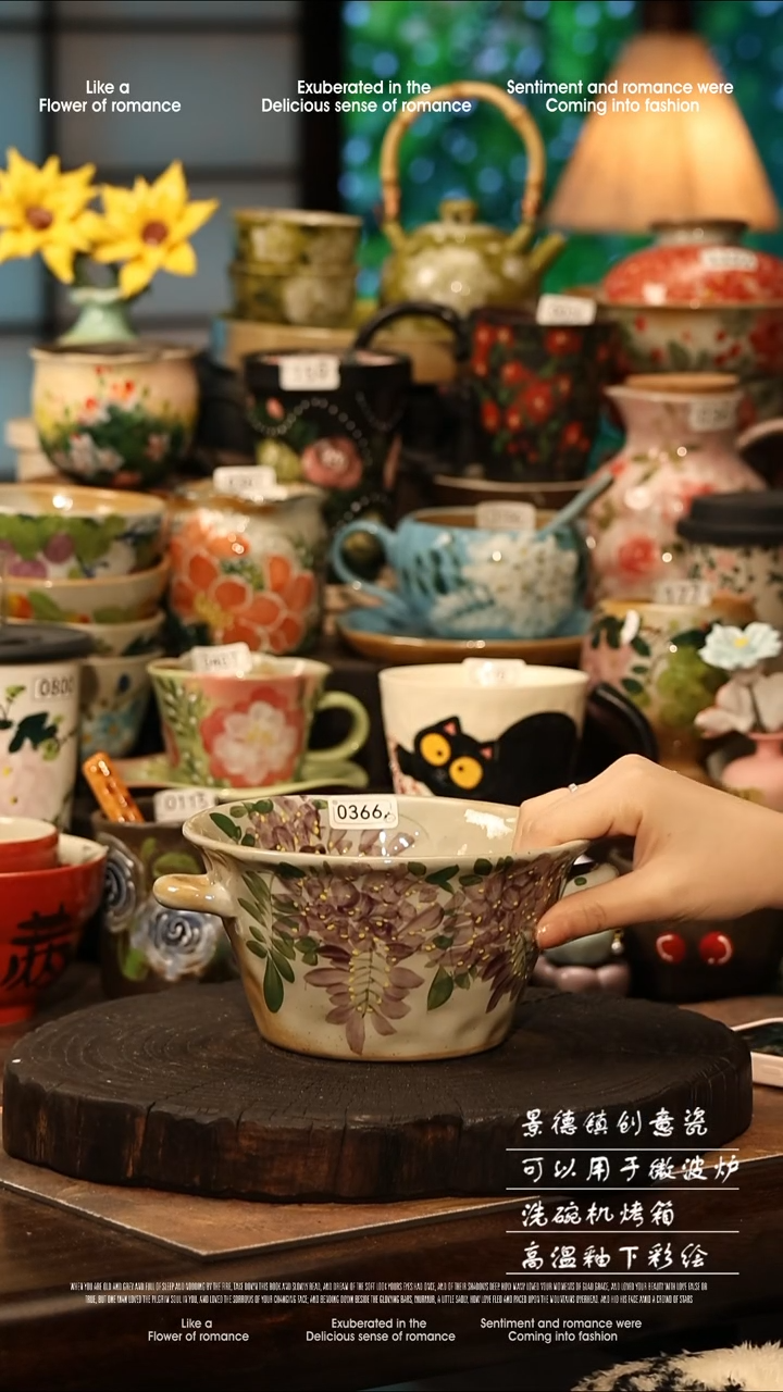 陶瓷景德镇高温釉下彩手工手绘款式@A0366@