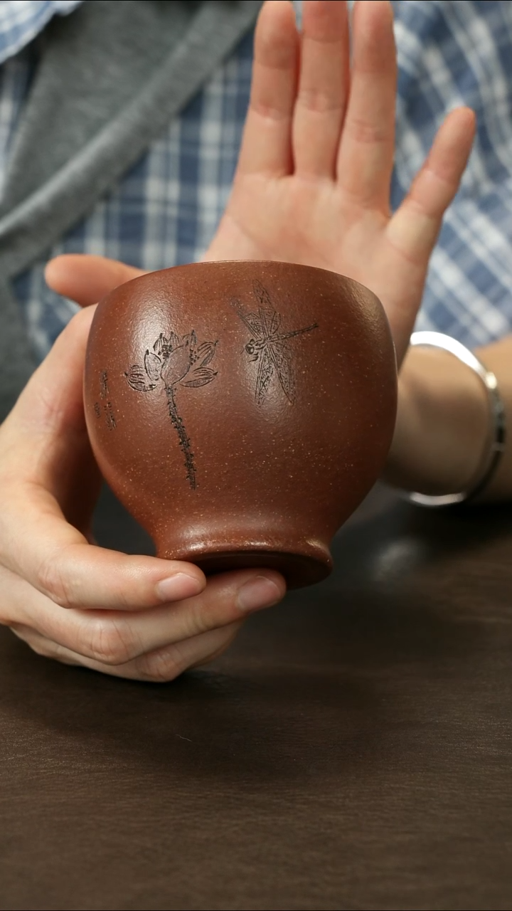茶杯紫砂红降坡 清韵 主人杯