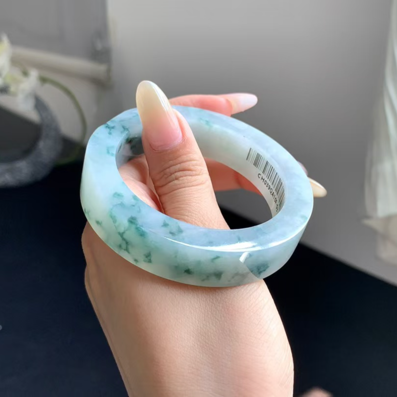 德德严品翡翠飘花镯胚CH039