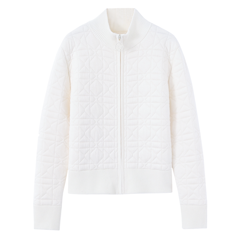 2025秋冬休闲保暖高级时尚舒适可内搭立领针织拉链开衫羊毛外套女