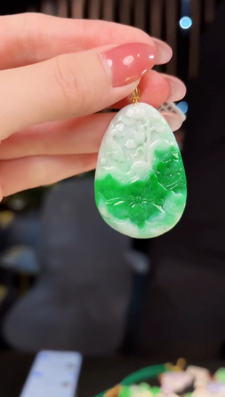 【闪购商品】翡翠颈饰18K金镶嵌缅料A货/支持复检/一件