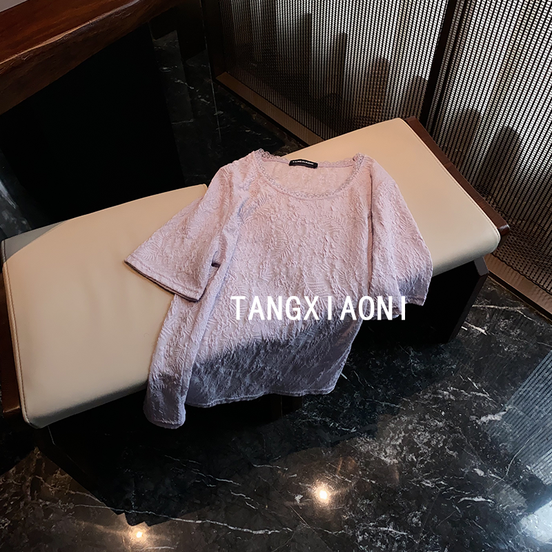 2店【紫情蜜意】紫紫 水溶刺绣浮雕重磅上衣