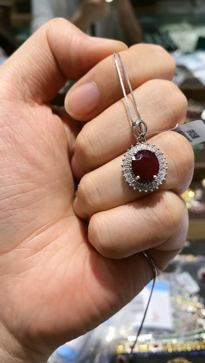 【闪购商品】红宝石颈饰银S925镶嵌吊坠