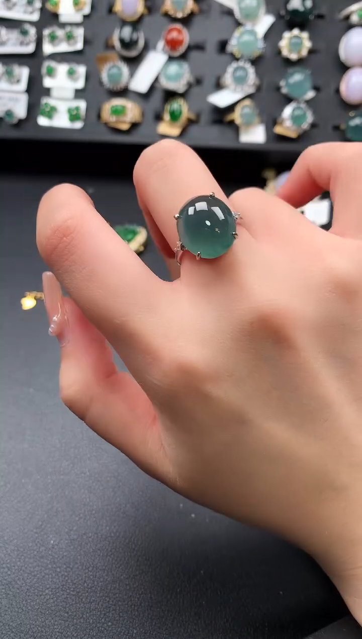 【闪购商品】翡翠戒指银S925镶嵌52141