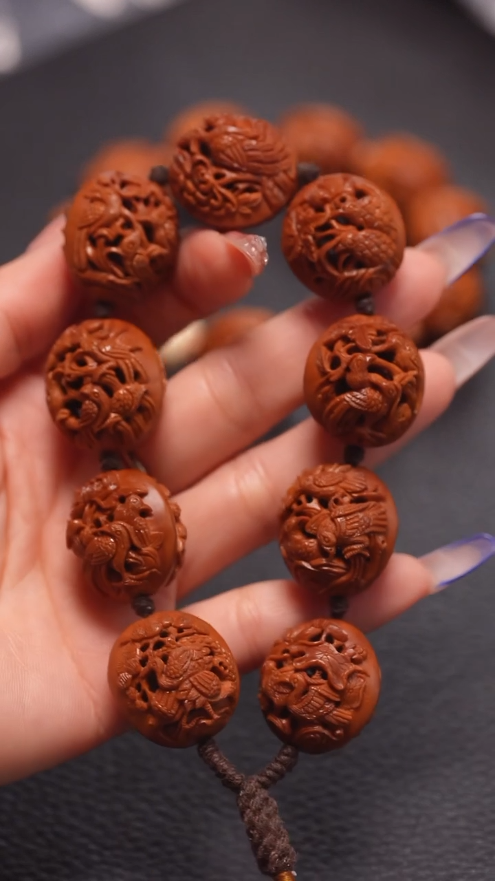 手串橄榄核2.3镂空鸟语花香