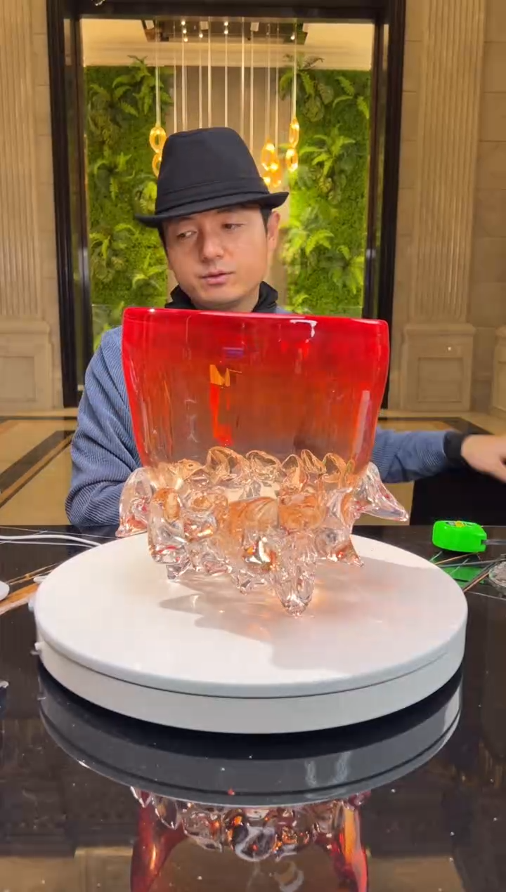 【闪购商品】摆件AJ02045红色冰酒桶果碗