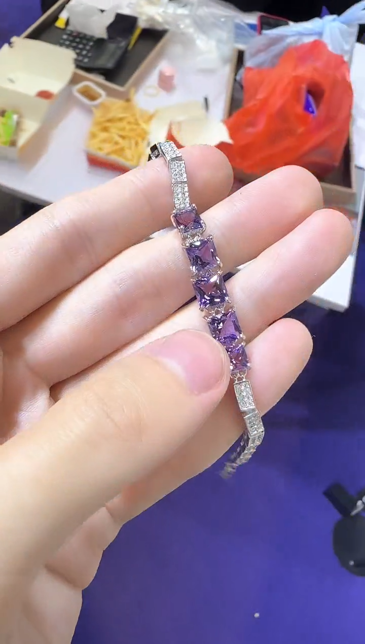 【闪购商品】紫晶手链银S925镶嵌精致