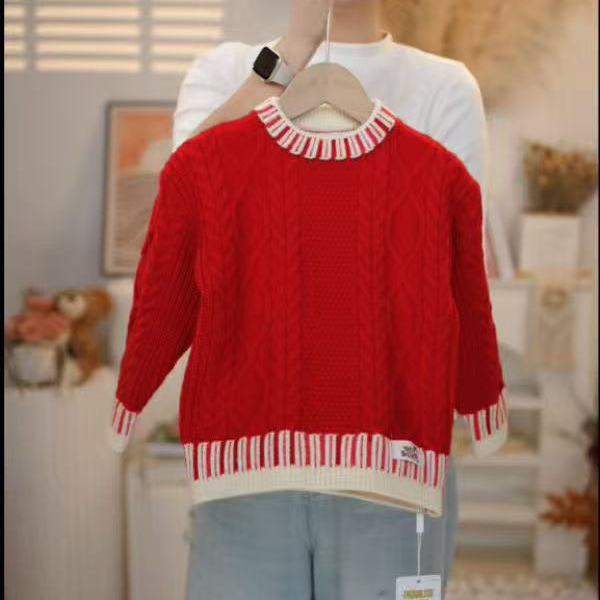 Snoopy/史努比女童毛衣新款洋气秋冬款麻花针织衫加厚纯色上衣潮