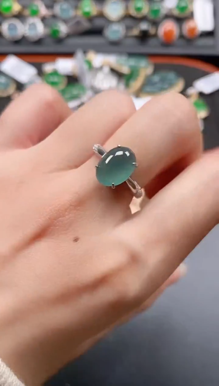 银S925镶嵌戒指翡翠1