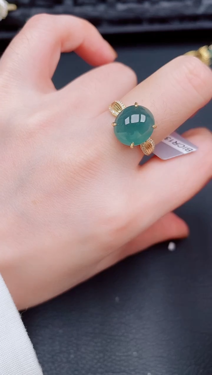 【闪购商品】翡翠戒指银S925镶嵌天然a货翡翠325