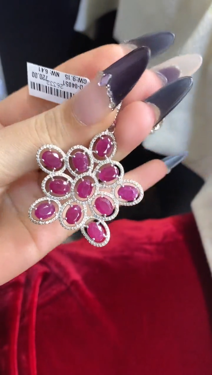 银S925镶嵌吊坠定制红宝石楚楚珠宝中古甄选不退换